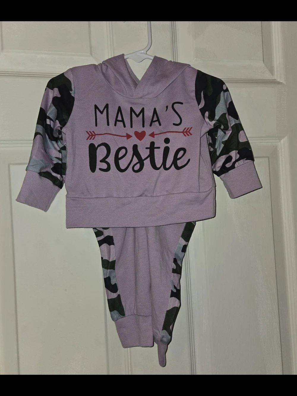 Lilac 'Mama's Bestie' Hoodie & Pant Set for Kids SZ 68/ 4-6M